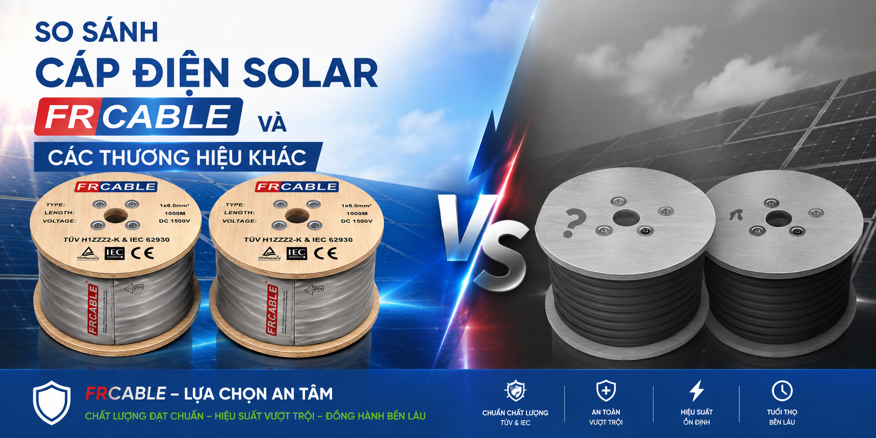 So sánh cáp điện Solar FRCABLE và các thương hiệu khác