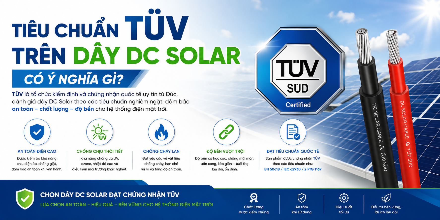 Tiêu chuẩn TÜV trên dây DC solar
