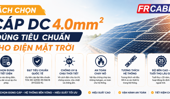 cáp DC 4.0mm² đúng tiêu chuẩn cho điện mặt trời
